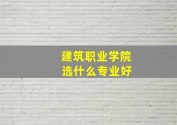 建筑职业学院 选什么专业好